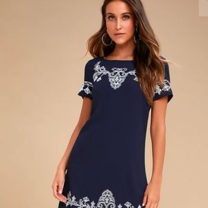 Lulus Embroidered Shift Dress Size M Lined